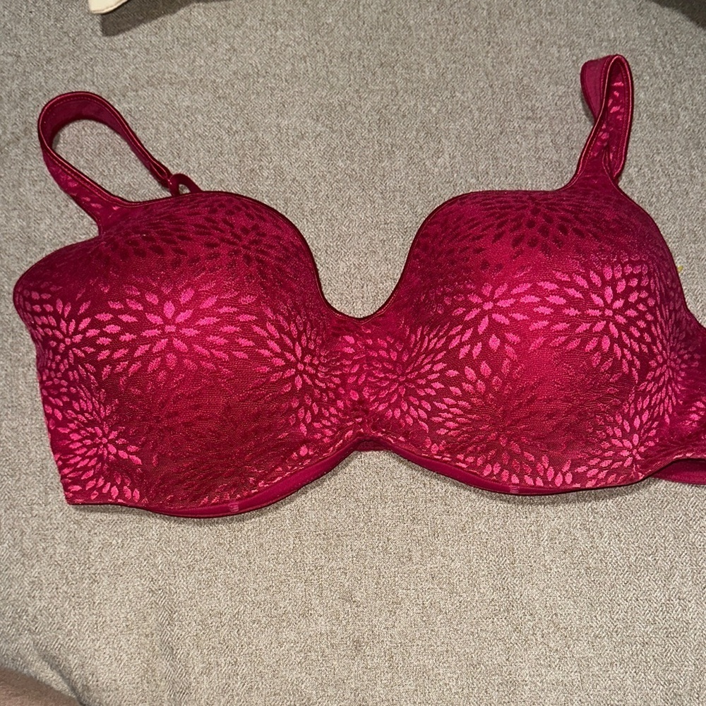 Playtex Deep Red Floral Pattern Bra